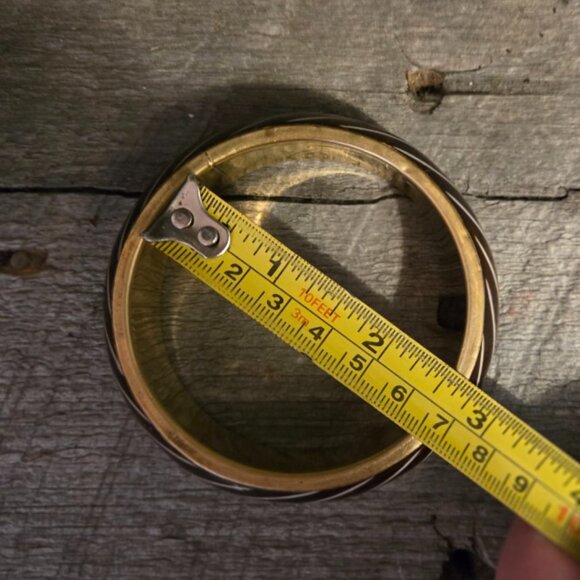Brass and Bone Brown White Cuff Bracelet - Picture 4 of 5